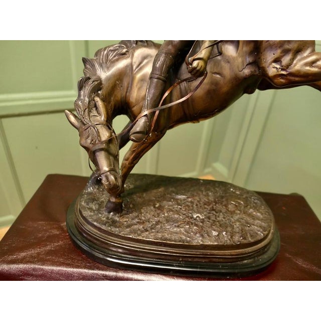 French Bronze Sculpture, Polo Player on Horse Back