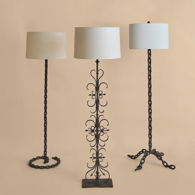 French Iron Chain Floor Lamp, 1960s For Sale - Image 10 of 12