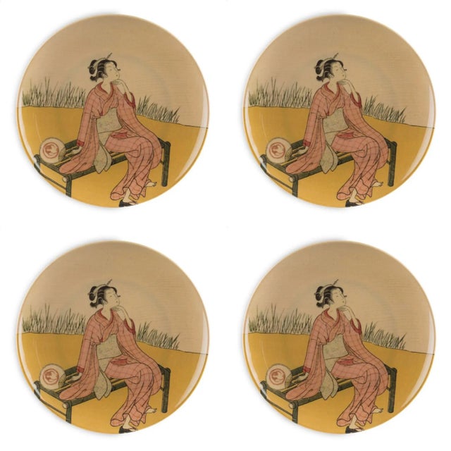 Siren Song Kyoto Style A Melamine Dinner Plates - Set of 4 For Sale - Image 4 of 4