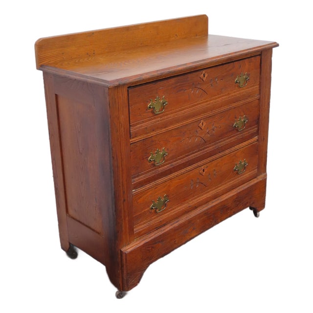 Victorian Late 1800s Solid Oak Dresser 6886 For Sale