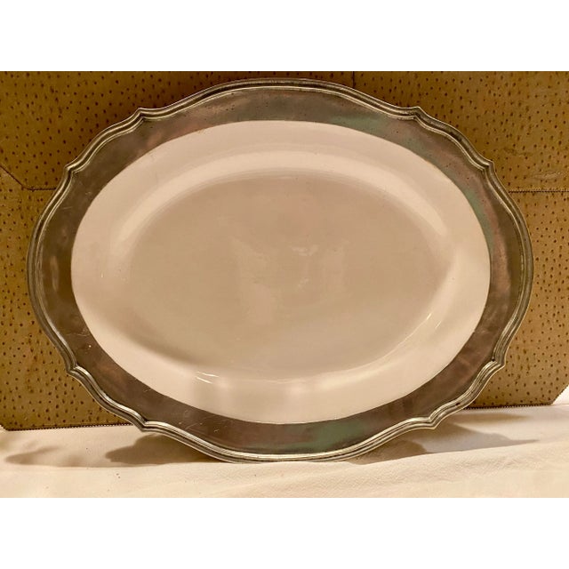 Ceramic 1980s Arte Italica Pewter and Ceramic Serving Platter For Sale - Image 7 of 10
