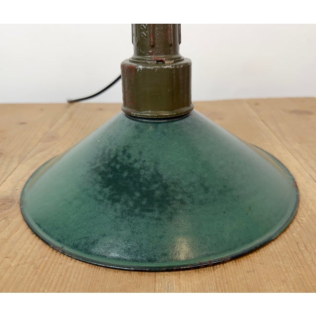 Industrial Green Enamel Military Pendant Lamp with Cast Aluminium Top, 1960s For Sale - Image 15 of 18