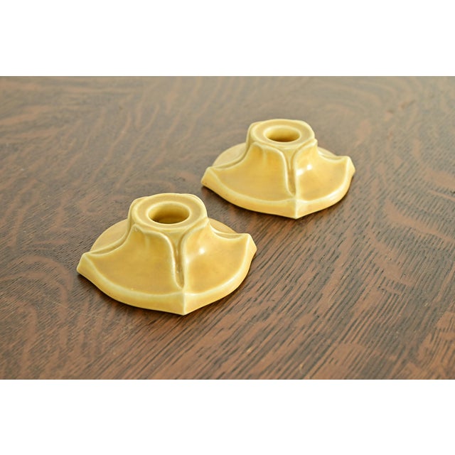 Art Deco Rookwood Pottery Arts & Crafts Glazed Ceramic Candlesticks, 1922 For Sale - Image 3 of 11