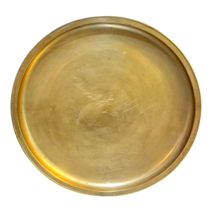 Etched Brass Crane Round Tray