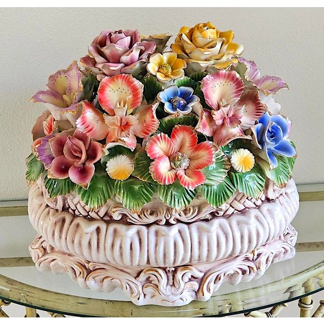 Ceramic Vintage Italian Capodimonte-Style Porcelain Floral Centerpiece For Sale - Image 7 of 18