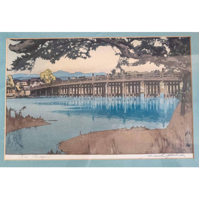 Japanese 1930's Japanese Ukiyo-E Woodblock Print of Seta Bridge by Hiroshi Yoshida For Sale - Image 3 of 16