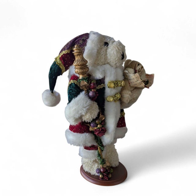 Vintage Holiday Santa Bear Figurine With Teddy and Staff For Sale - Image 13 of 18