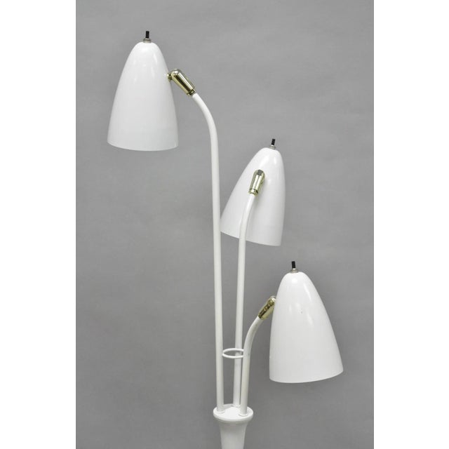 Mid-Century Modern Mid 20th Century Gerald Thurston for Lightolier Mid Century Modern White Metal Pole Floor Lamp For Sale - Image 3 of 14