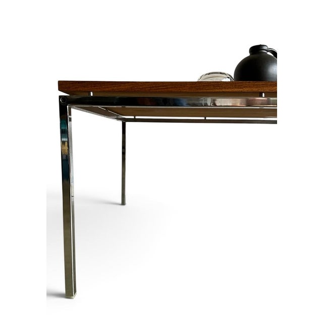 Mid-Century Modern Coffee Table with Floating Top in Walnut and Chrome-Plated Square Steel Frame, 1960s For Sale - Image 6 of 16