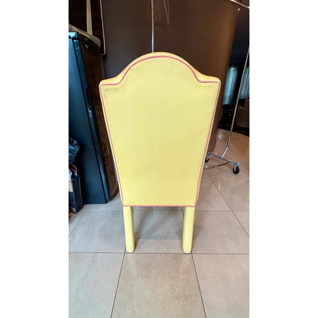 2000 - 2009 Set of 4 Fully Upholstered Camel Back Parsons Chairs- Charles Stewart Company For Sale - Image 5 of 16