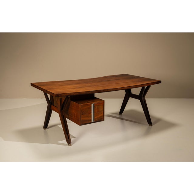 Brown Writing Desk in Rosewood by Ennio Fazioli for MIM Roma, Italy, 1958 For Sale - Image 8 of 18