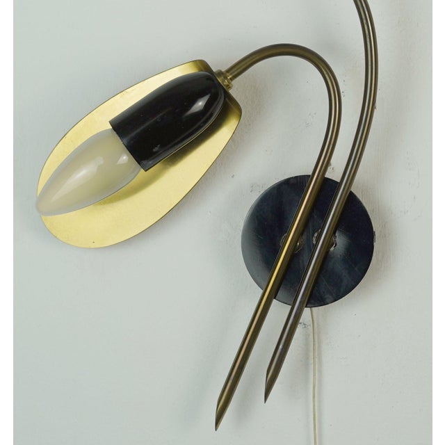 Mid-Century Modern Mid-Century Sconces Wall Lamps in Brass and Black Metal, 1950s, Set of 2 For Sale - Image 3 of 12