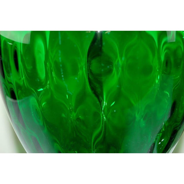 Vintage 1960s Murano Glass Table Lamps in Emerald Green - a Pair For Sale - Image 9 of 11