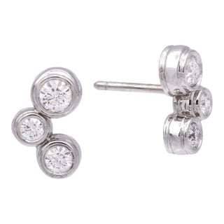 Vintage Tiffany & Co. Platinum Bubble Diamond Studs Earrings, A Pair For Sale