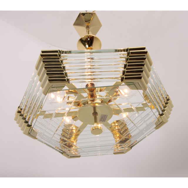 Hanging Glass Rod Chandelier Styled After Bakalowits & Sohne Brass