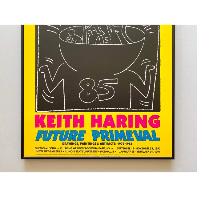 Postmodern Keith Haring Vintage 1990 Lithograph Print Framed Large Pop Art Exhibition Poster " Untitled " 1985 For Sale - Image 3 of 15