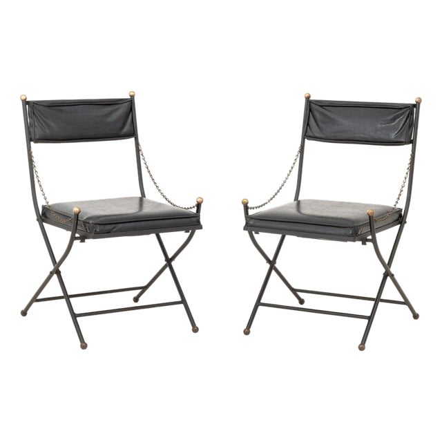 Maison Jansen Style Campaign Chairs, Pair For Sale