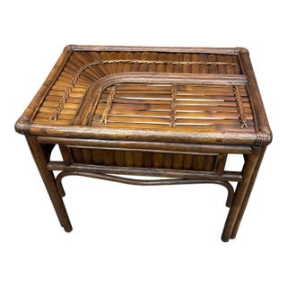 1970s Split Bamboo Rising Sun Side Table For Sale
