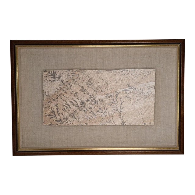 Large 1970s Manganese Oxide Dendrite Slab on Gypsum Matted Framed Rare For Sale