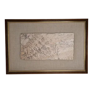 Large 1970s Manganese Oxide Dendrite Slab on Gypsum Matted Framed Rare