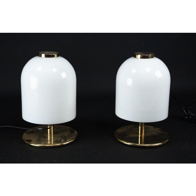 Italian Lattimo Murano Glass Mushroom Bedside Lamps, 1980s, Set of 2 For Sale - Image 13 of 13