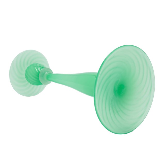 Glass Frederick Carder-Era Steuben Jade and Alabaster Glass Candlestick, 1920-1933 For Sale - Image 7 of 9