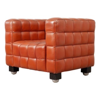 Josef Hoffmann for Wittmann Leather Kubus Armchair Vienna Secession For Sale