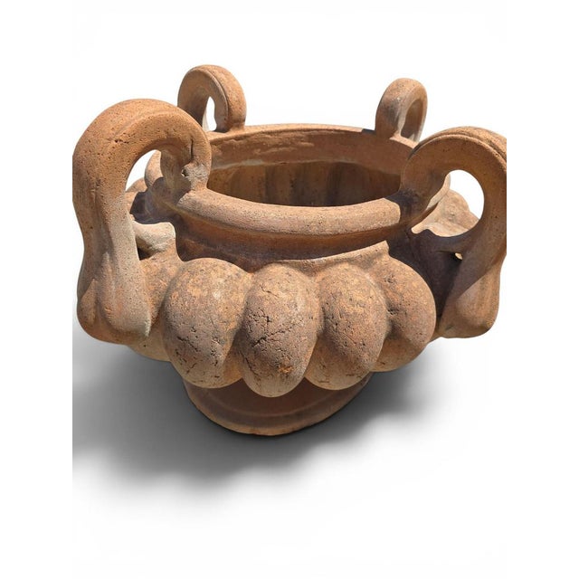 Italian Lobed Terracotta Krater with Handles, 1950 For Sale - Image 9 of 11