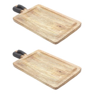 Mango Wood Cutting Board Style Tray (Set of 2) For Sale