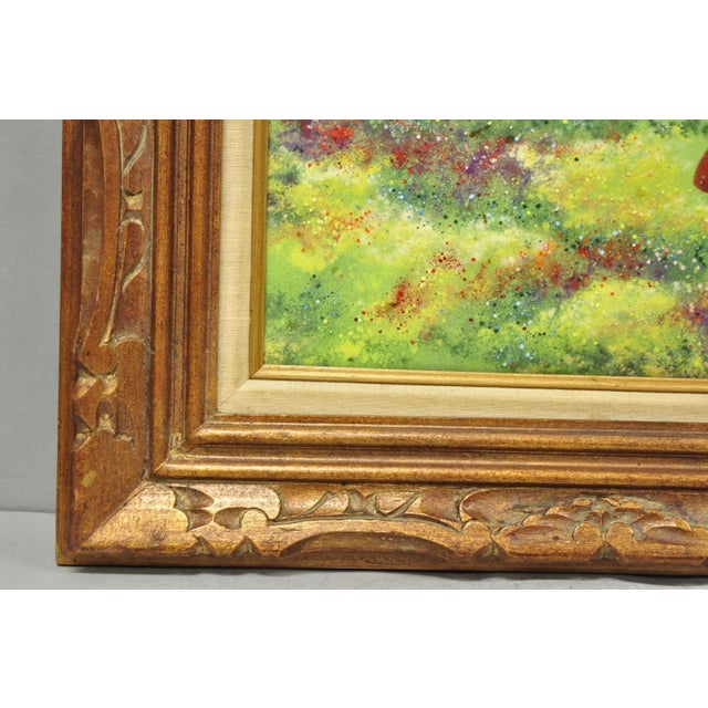 Vintage Louis Cardin Enamel on Copper Painting Framed "Woman With Boys & Kite" For Sale - Image 10 of 16