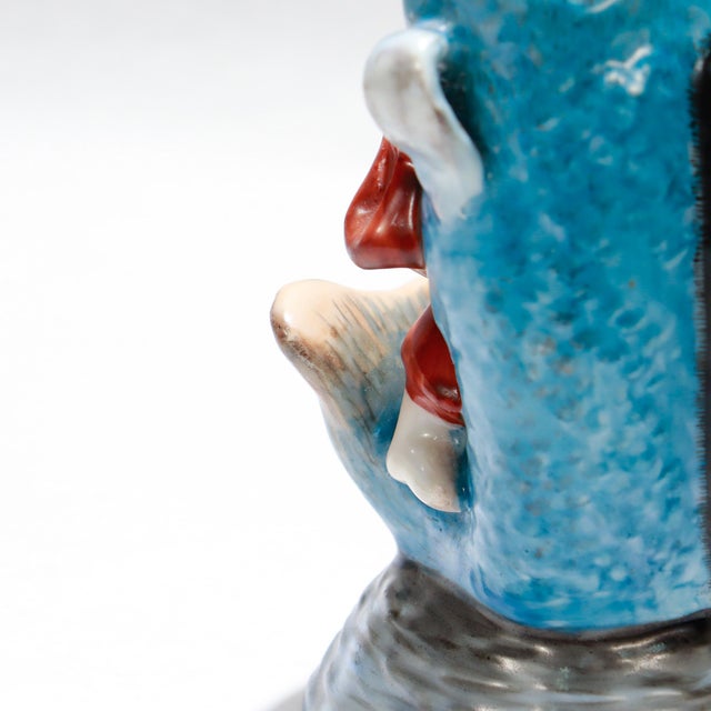 Blue Antique Japanese Okimono Porcelain Figurine of Kintaro For Sale - Image 8 of 16