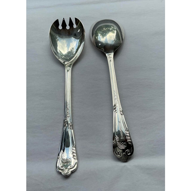 1980s Silver Pair Salad Servers, Salad Spoon & Salad Fork, La Regence For Sale In New York - Image 6 of 16
