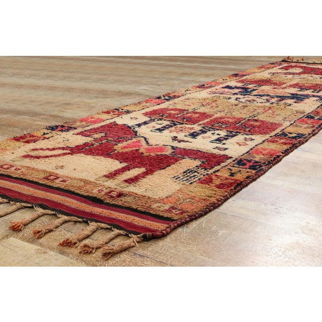 Textile Vintage Kurdish Pictorial Rug Runner - 03'06 X 11'00 For Sale - Image 7 of 9