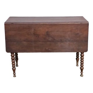 Early 20th Century American Bench Made Mahogany Drop Leaf Table Carved Twisted Barley Legs For Sale
