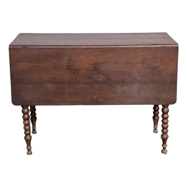 Early 20th Century American Bench Made Mahogany Drop Leaf Table Carved Twisted Barley Legs For Sale