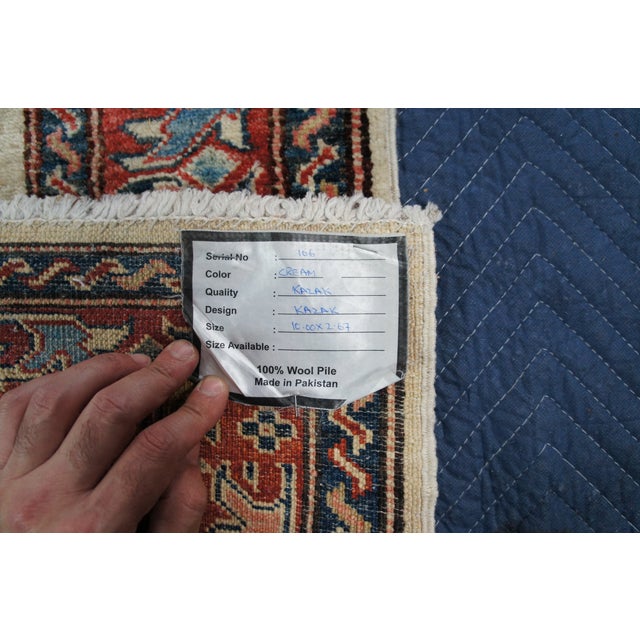 Traditional Hand Knotted Tribal Cream Rug Runner Hooked Medallion Floral 3' X 10' For Sale - Image 11 of 13