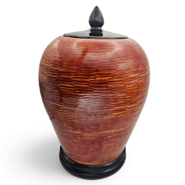 Ceramic Vintage Bitossi Italian Mid-Century Textured Ceramic Ginger Jar For Sale - Image 7 of 12