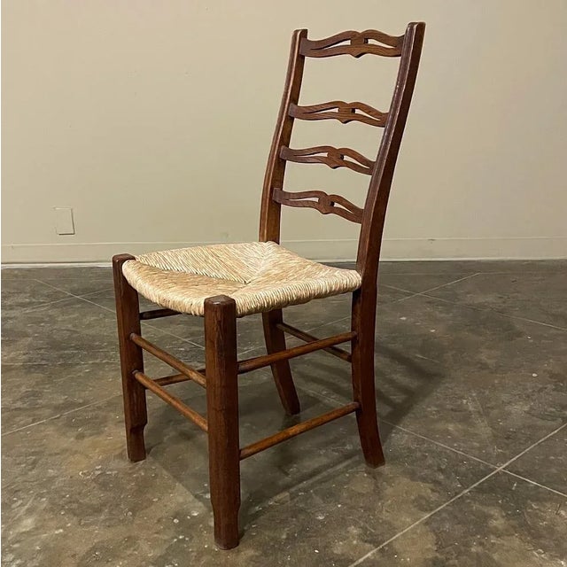 Set of 6 Country French Dining Chairs With Rush Seats Includes 2 Armchairs For Sale - Image 11 of 13