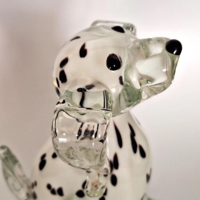 Late 20th Century Dalmatian Dog Figurine Murano Style Art Glass Decor For Sale - Image 11 of 14