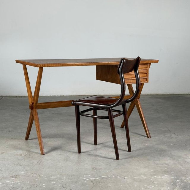 Vintage Writing Desk in Chestnut Wood by Italo Gamberini, Italy, 1940s For Sale - Image 17 of 18