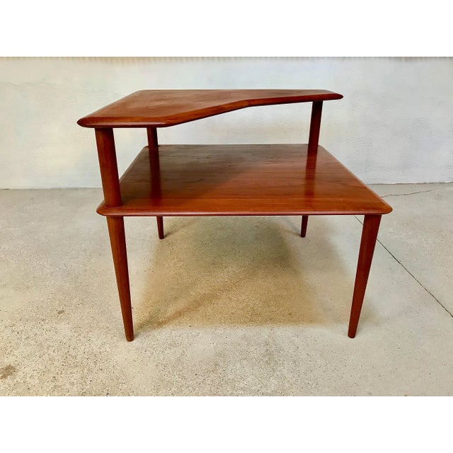 Mid-Century Danish Solid Teak 2-Level Side Table by Peter Hvidt & Orla Mølgaard-Nielsen for France & Søn, 1960s For Sale - Image 17 of 18
