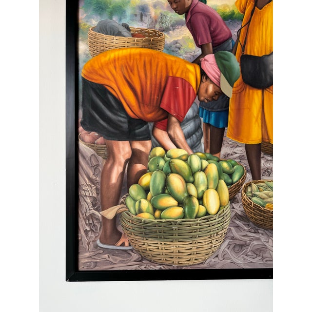 Large - 2019 “Fruit Market Vendors” Haitian Folk Art OilOn Canvas Painting by Horestal E. For Sale In Miami - Image 6 of 12