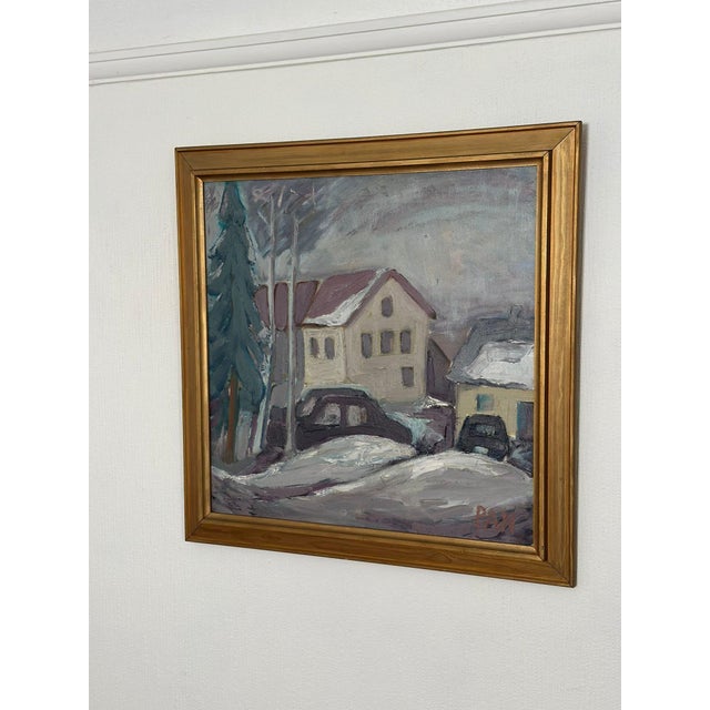 Pan, Winter, 1950s, Oil on Canvas, Framed For Sale - Image 4 of 15