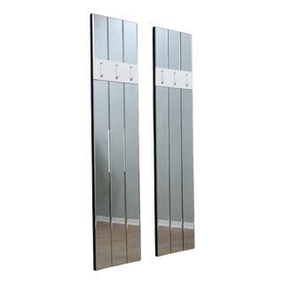 Vintage Minimalist Wall Mirror with Coat Rack, Italy, 1970s For Sale