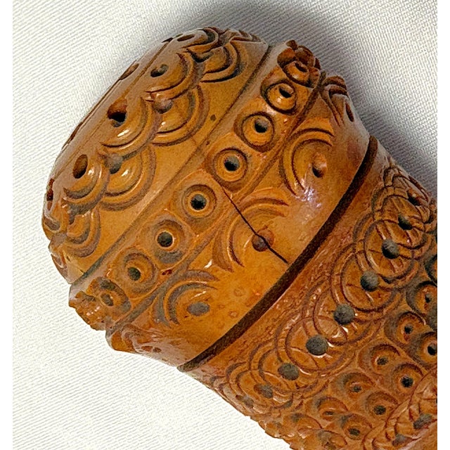19th Century Victorian Corozo Egg Rosary Case/ Threaded & Pierced Wood Box For Sale - Image 13 of 13