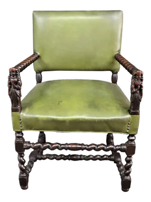 Continental Figural Carved Open Armchair