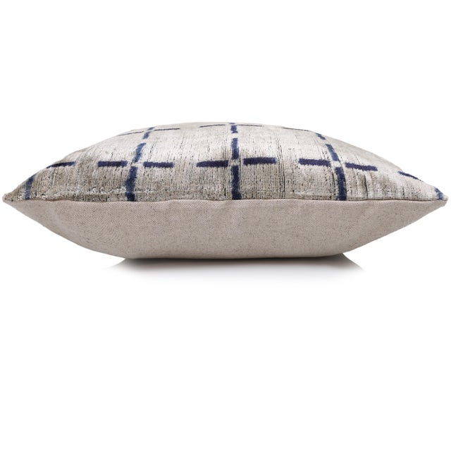 Handwoven Silk Velvet Grid Pillow 20x20 Inch | Organic Modern Luxury Accent Cushion For Sale - Image 4 of 8