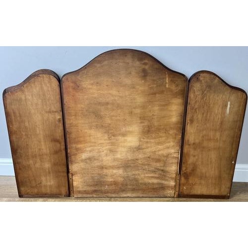 French Triple Folding Dressing Table Mirror in Oak For Sale - Image 10 of 11