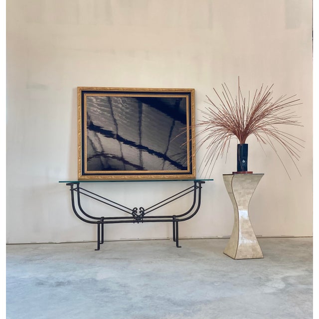 Black Hand Lacquered Piano Lid in Gilt Wood Frame For Sale - Image 8 of 16