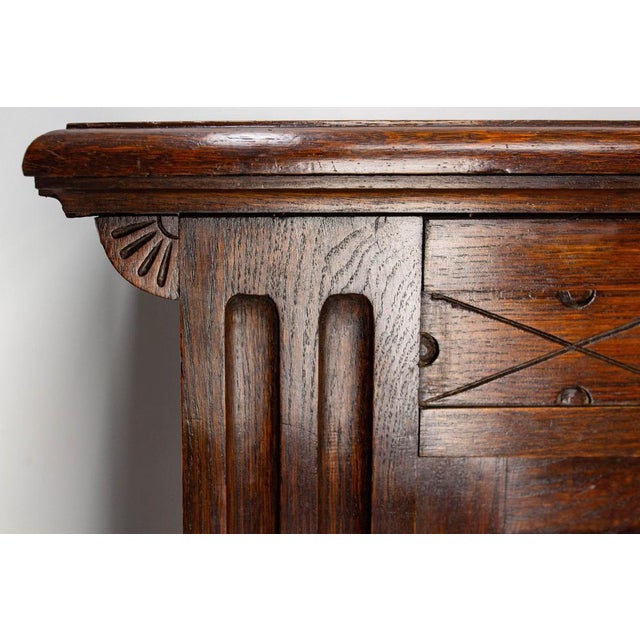 Wood Vintage French Neogothic Style Oak & Wrought Iron Buffet, 1960s For Sale - Image 7 of 18